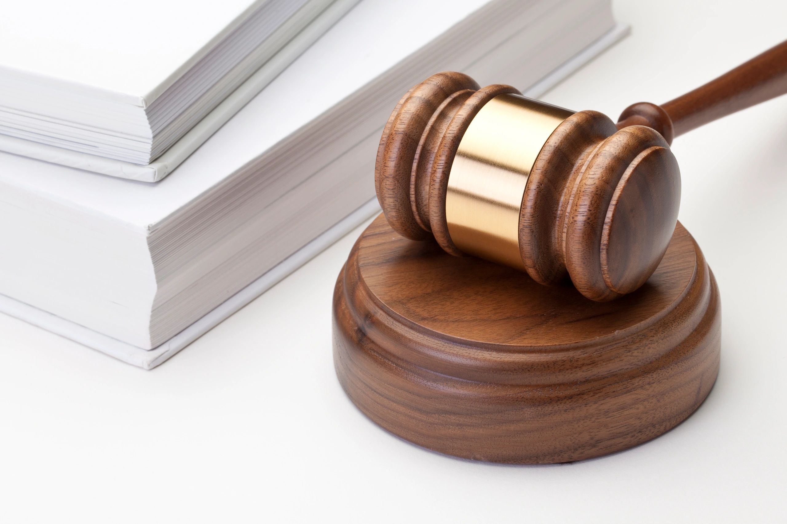 Gavel and law books on a desk