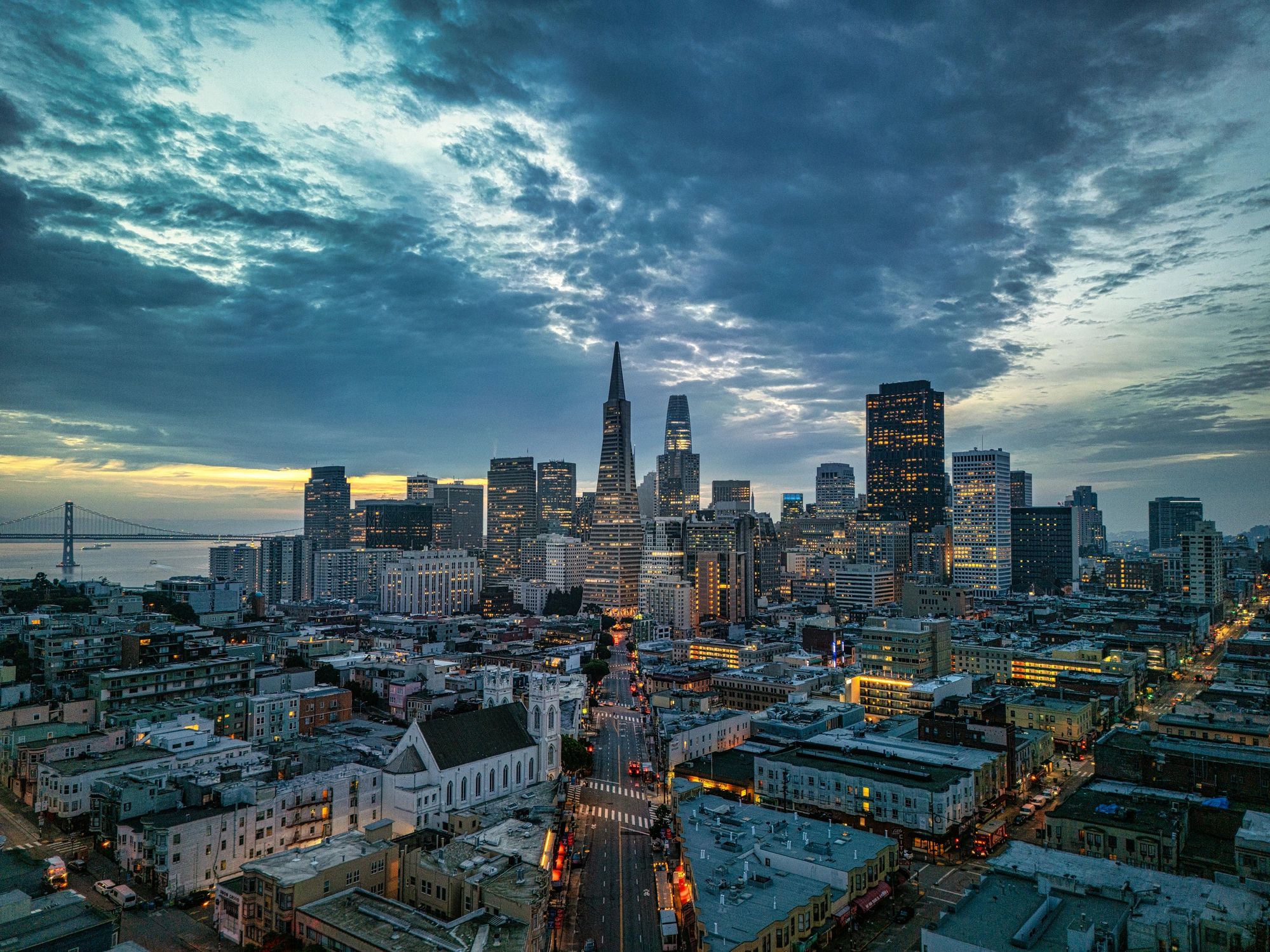 California city skyline at sunrise
