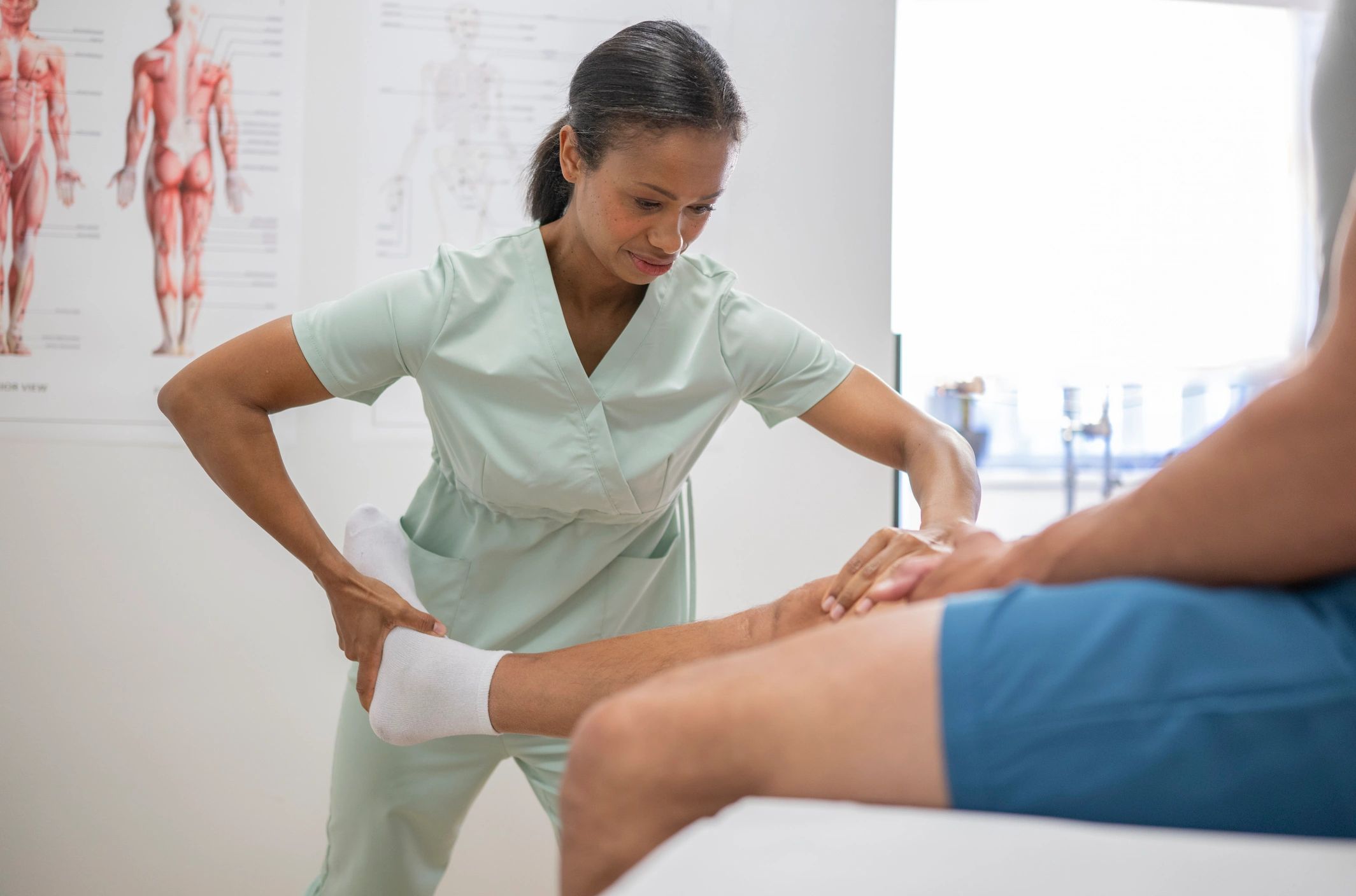 Physical therapy session for knee injury